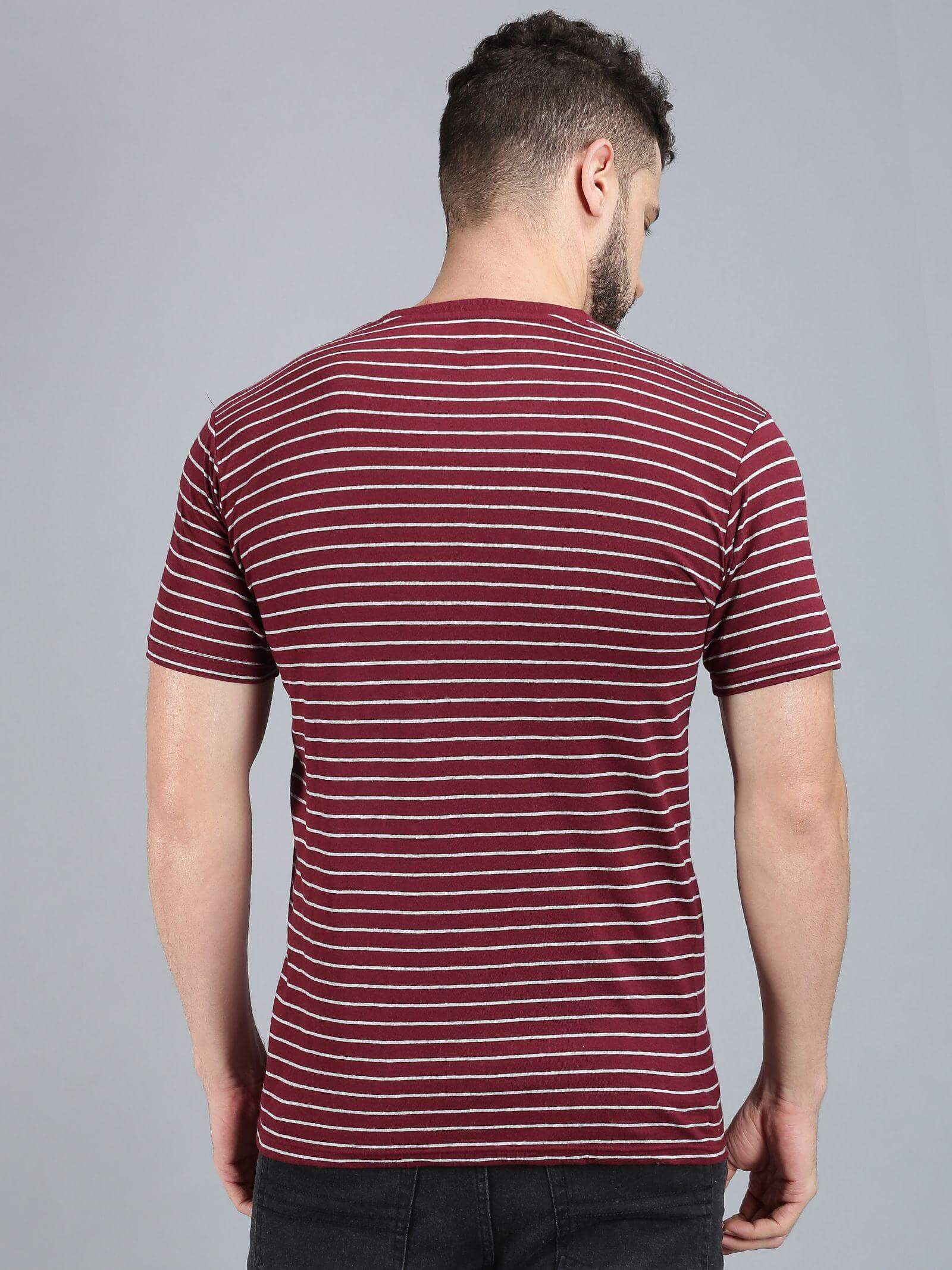 UrGear Cotton Stripes Half Sleeves Round Neck Mens T-Shirt- Brand Kiosk Store