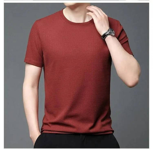 Men 4 Way Strecthable Round Neck T-shirt- Brand Kiosk Store