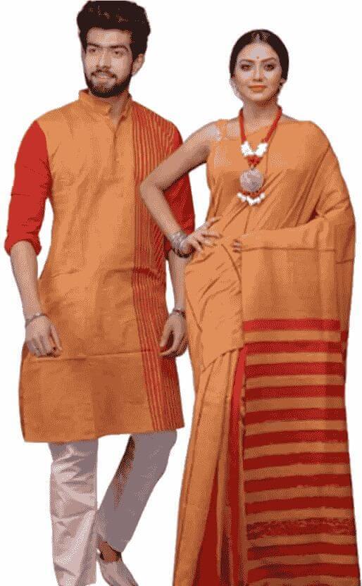 Combo of Men & Women's Khadi Cotton Kurta & Saree Set- Brand Kiosk Store