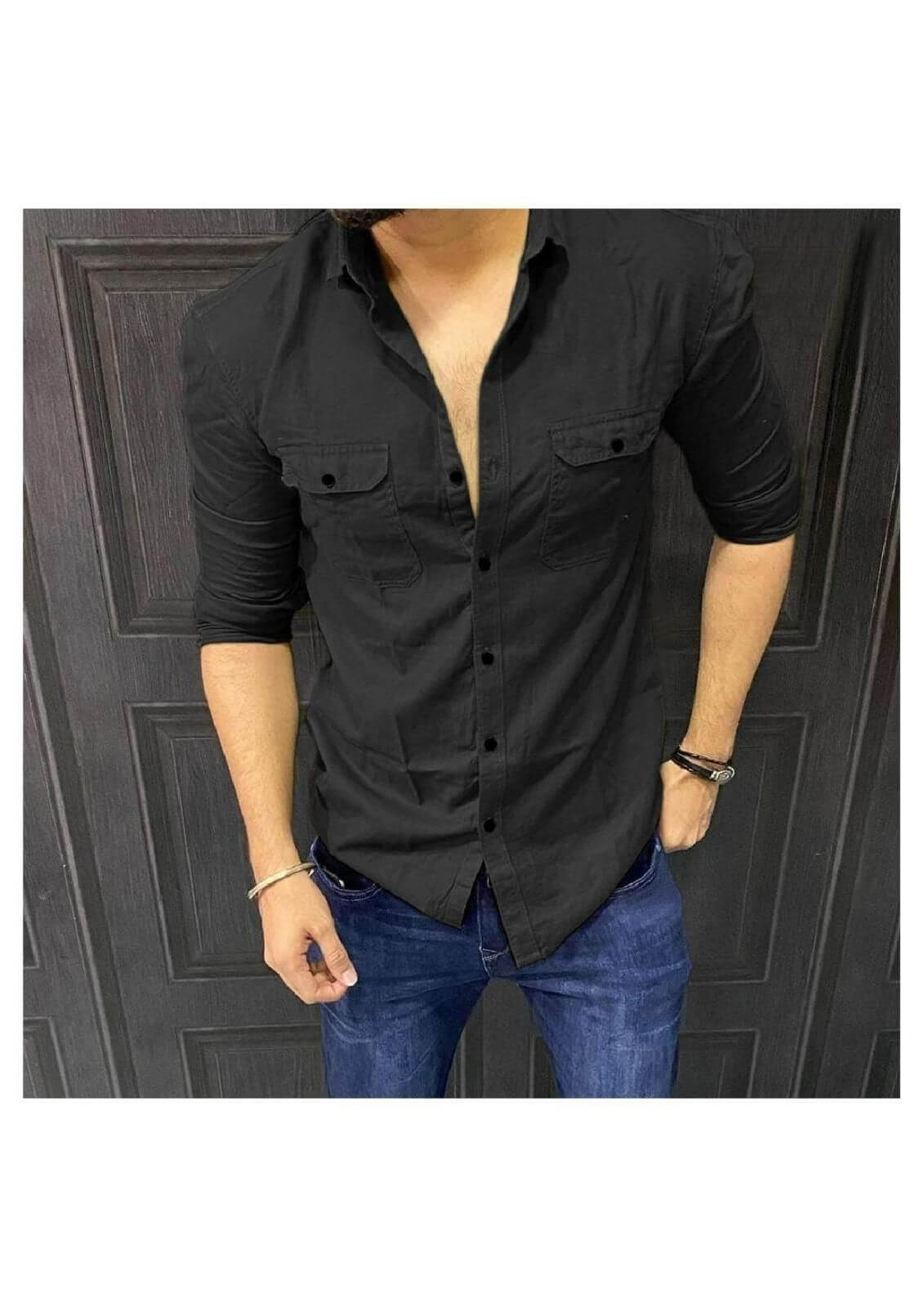 Cotton Solid Full Sleeves Mens Casual Shirt- Brand Kiosk Store