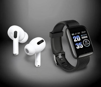 Bluetooth Wireless Earbuds & Smart Watch (Pack Of 2)- Brand Kiosk Store