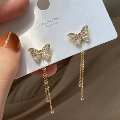 Trendy Gold Tassel Butterfly Earrings - AVR JEWELS