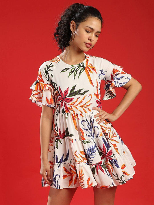 Campus Sutra Women's Floral Fit & Flare Dress- Brand Kiosk Store