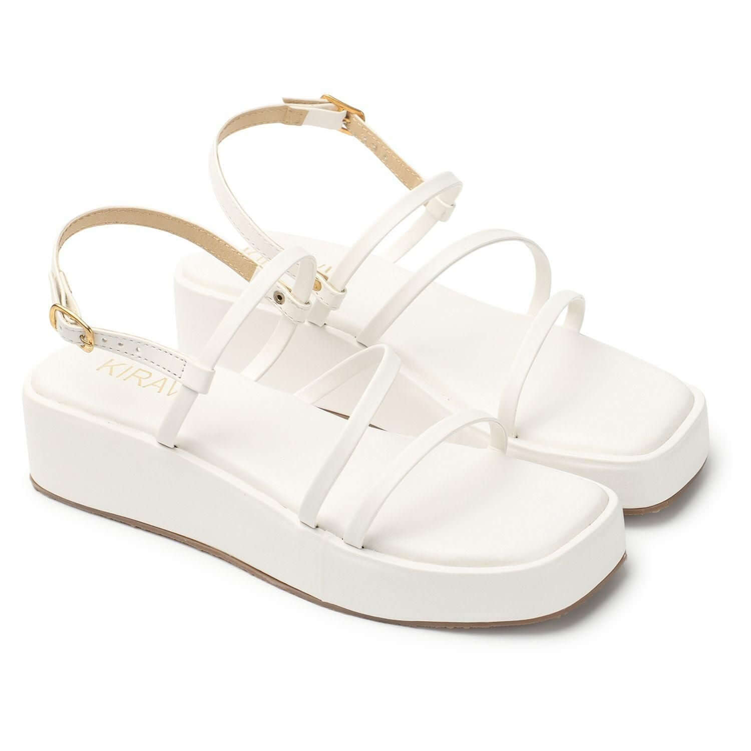 Kiravi Multi Strap White Wedges- Brand Kiosk Store