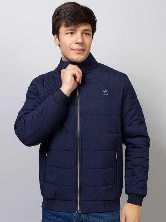 Xohy Men's Full Sleeve Puffer Sportwear Navy Jacket- Brand Kiosk Store