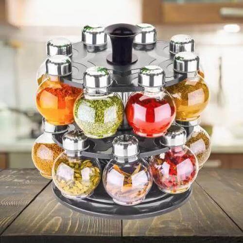 Multipurpose Plastic Big Revolving Spice Rack 16 in 1- Brand Kiosk Store