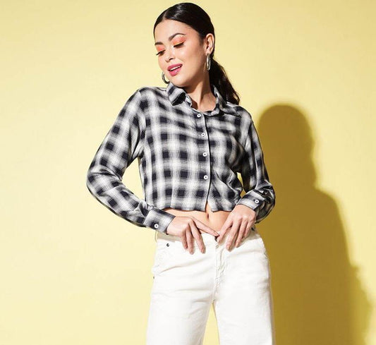 Trend Arrest Women's Rayon Checkered Shirt- Brand Kiosk Store