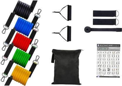 11 Piece Gym Power Resistance Band Set for Workout and Yoga Resistance (PR-33 ) Resistance Tube (Multicolor)- Brand Kiosk Store