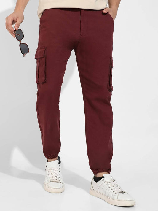 Campus Sutra Men's Poly Cotton Cuffed Hem Cargo Pant- Brand Kiosk Store