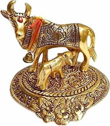 Kamdhenu Cow Statue with Calf Showpiece- Brand Kiosk Store