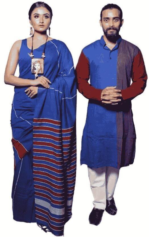 Combo of Men & Women's Khadi Cotton Kurta & Saree Set- Brand Kiosk Store