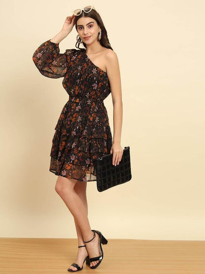 TRENDARREST One Shoulder Printed Dress- Brand Kiosk Store