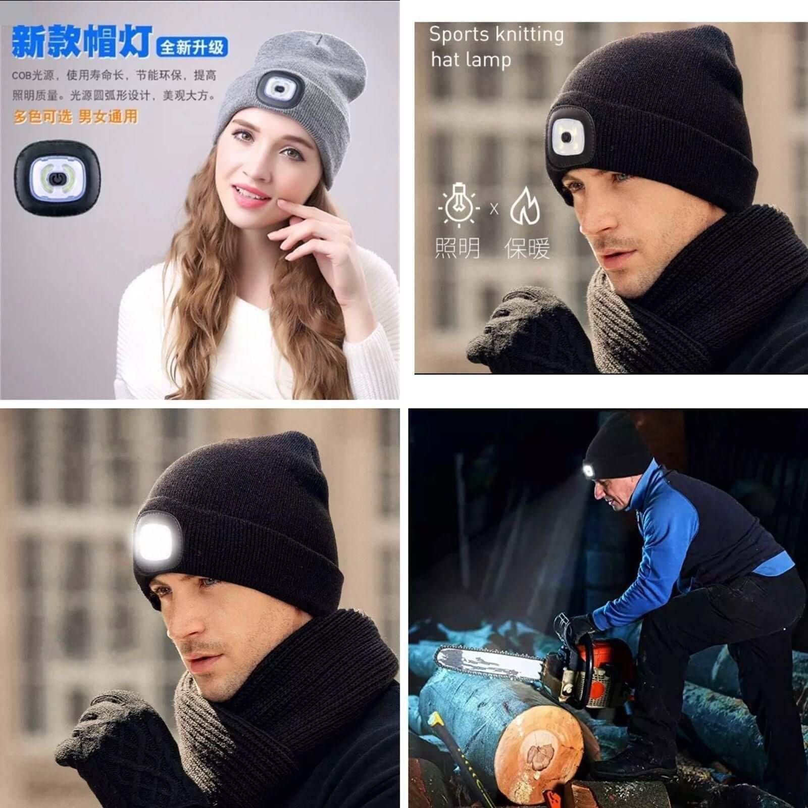 Unisex Hat Winter Warm Headlamp Cap with 3 Brightness Light- Brand Kiosk Store