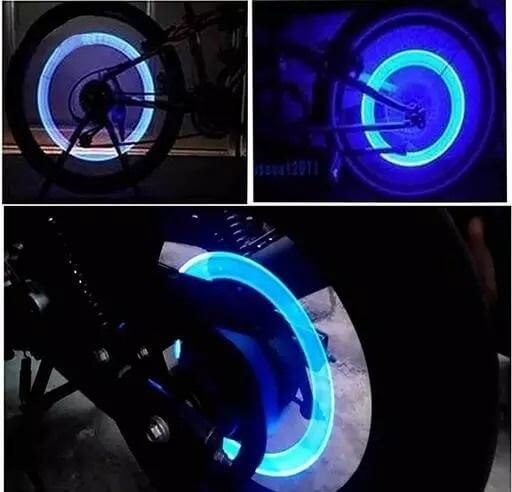 Bike/Bicycle Tyre Led Light Rim Valve Cap Flashing With Motion Sensor (Blue)- Brand Kiosk Store