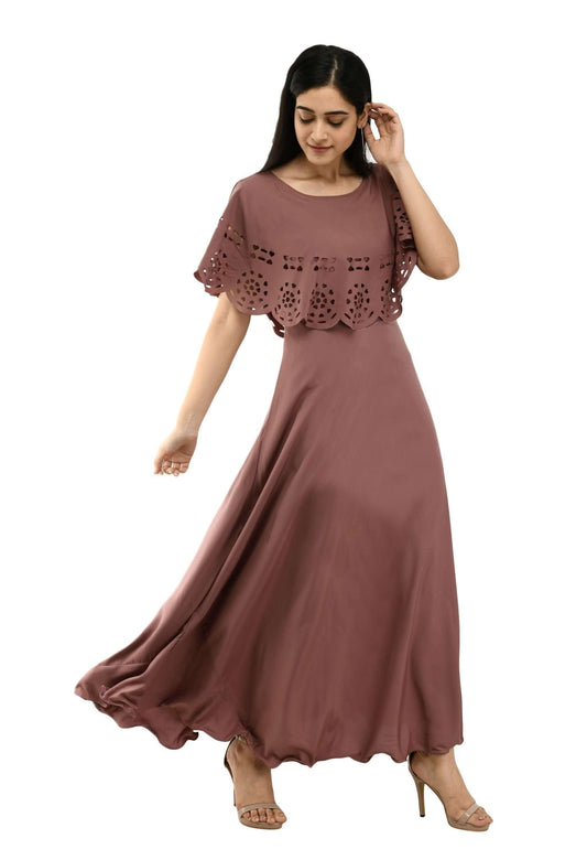 Women's Polyester Solid Maxi Dress- Brand Kiosk Store