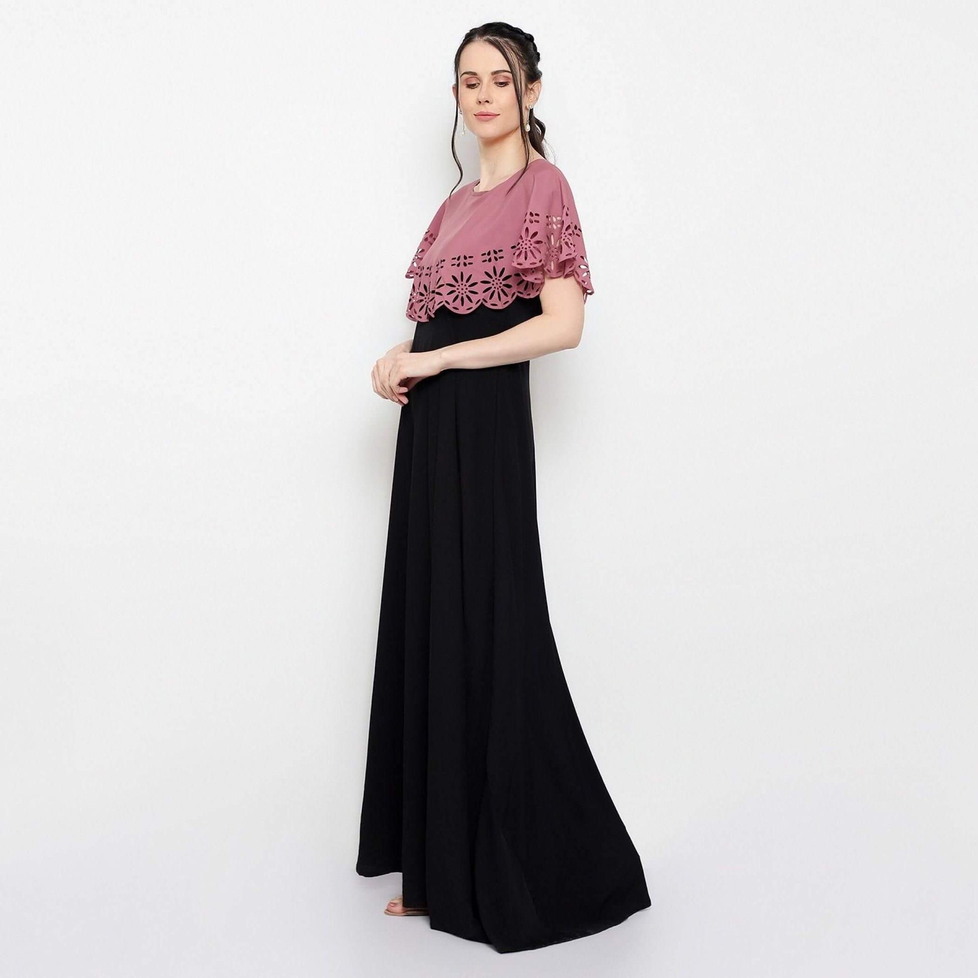 Women's Crepe Solid Maxi Dress- Brand Kiosk Store