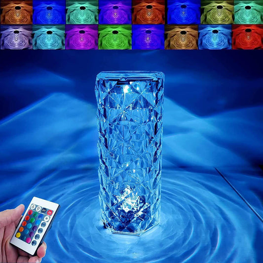 16 Color Changing Rose Crystal Diamond Table Lamp- Brand Kiosk Store