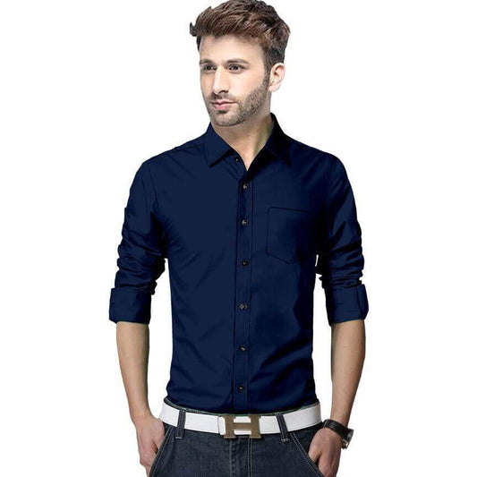 Cotton Solid Slim Fit Shirt- Brand Kiosk Store