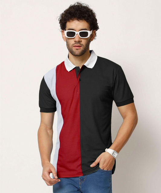 Cotton Color Block Half Sleeves Mens Polo T-Shirt- Brand Kiosk Store