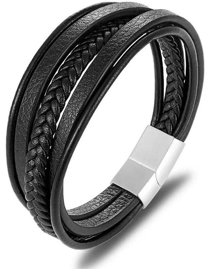 Multi strand Leather Bracelet having metal Clasp- Brand Kiosk Store