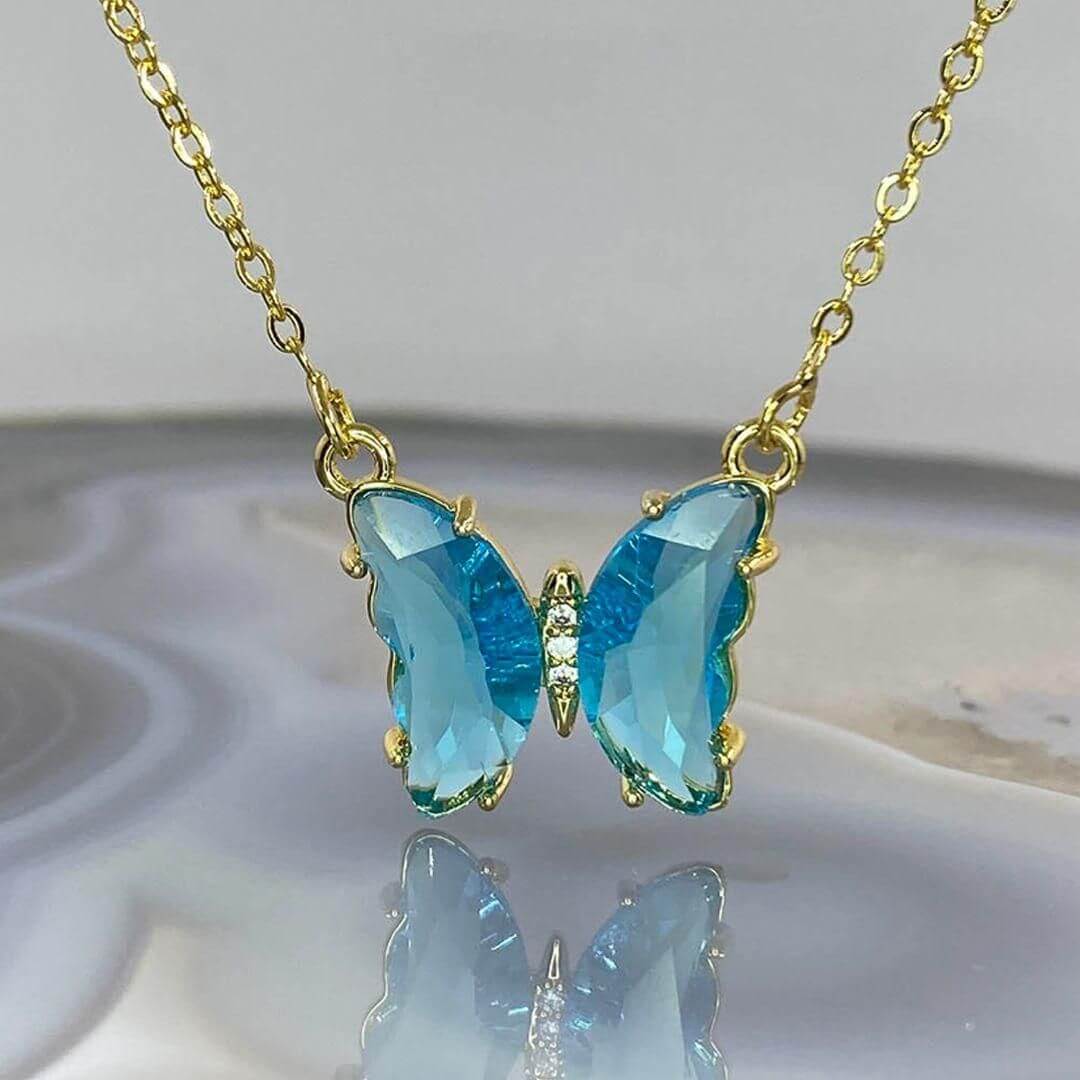 AVR Jewels pretty blue crystal butterfly pendant necklace for women and Girls- Brand Kiosk Store