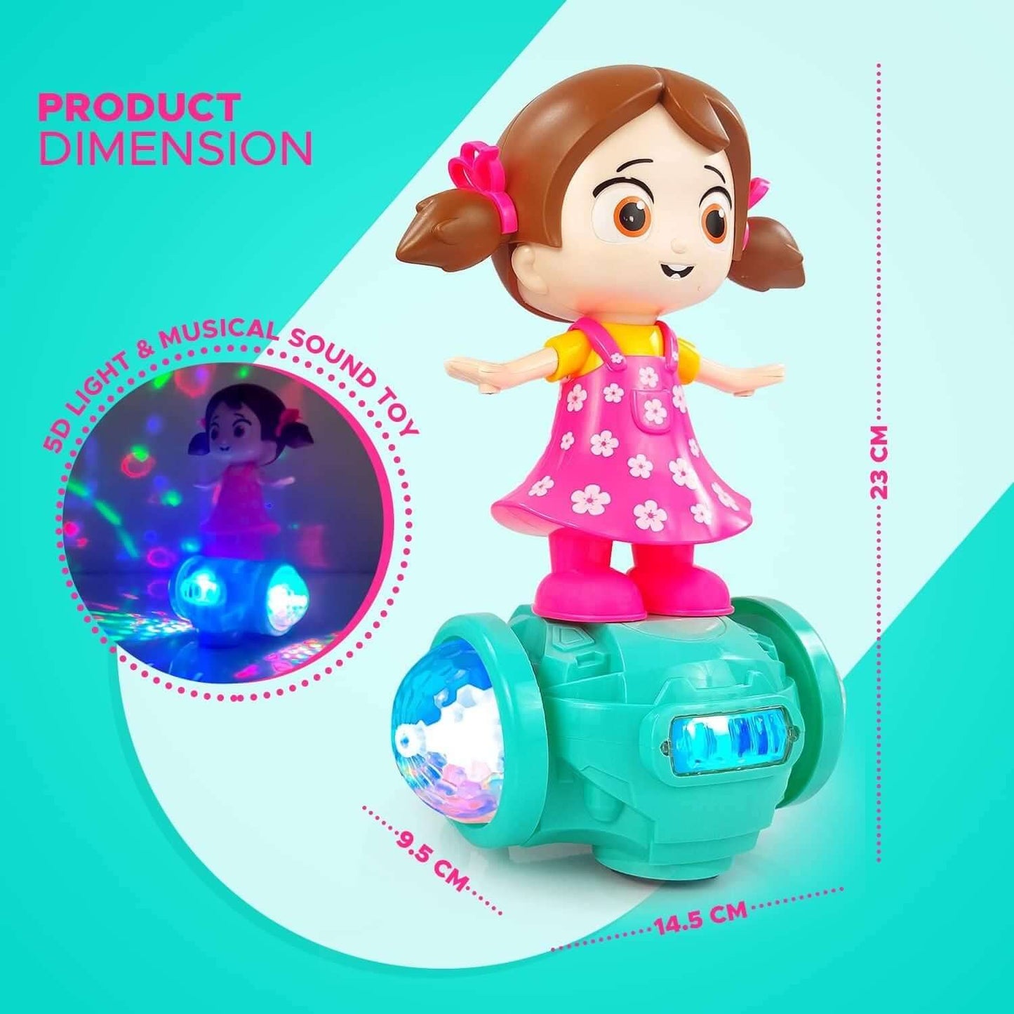 360 Degree Rotating Musical Dancing Girl with 5D Light & Musical Sound Multicolor- Brand Kiosk Store