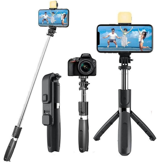 Extendable Flash 3-in-1 Selfie Stick Tripod with Bluetooth Remote- Brand Kiosk Store