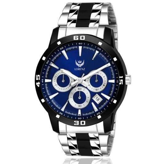 Lorenz Two Tone Chain & Blue dial Watch for Men- Brand Kiosk Store