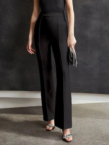 Elegant Black Lycra Pants Solid Trousers For Women- Brand Kiosk Store