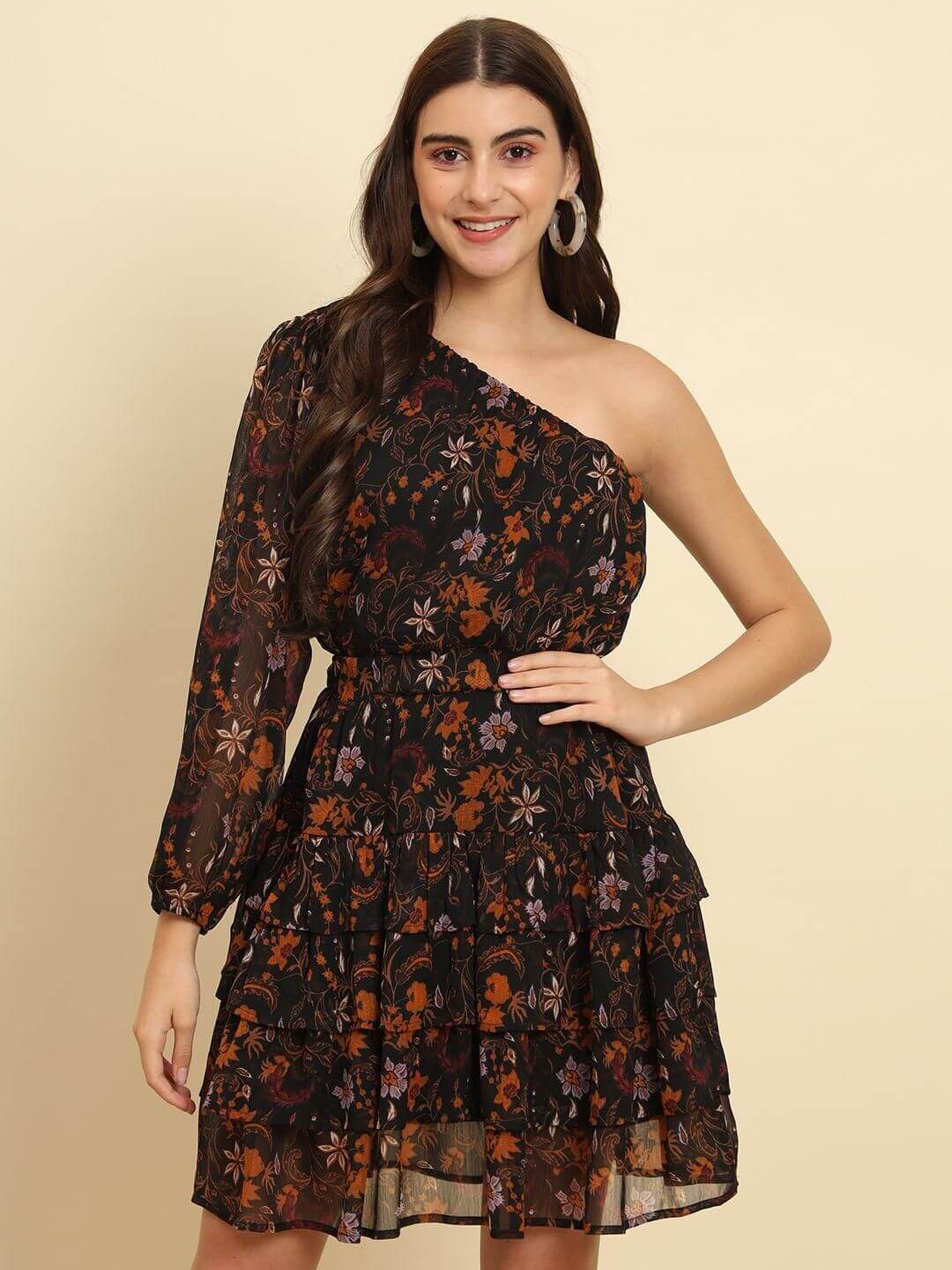 TRENDARREST One Shoulder Printed Dress- Brand Kiosk Store