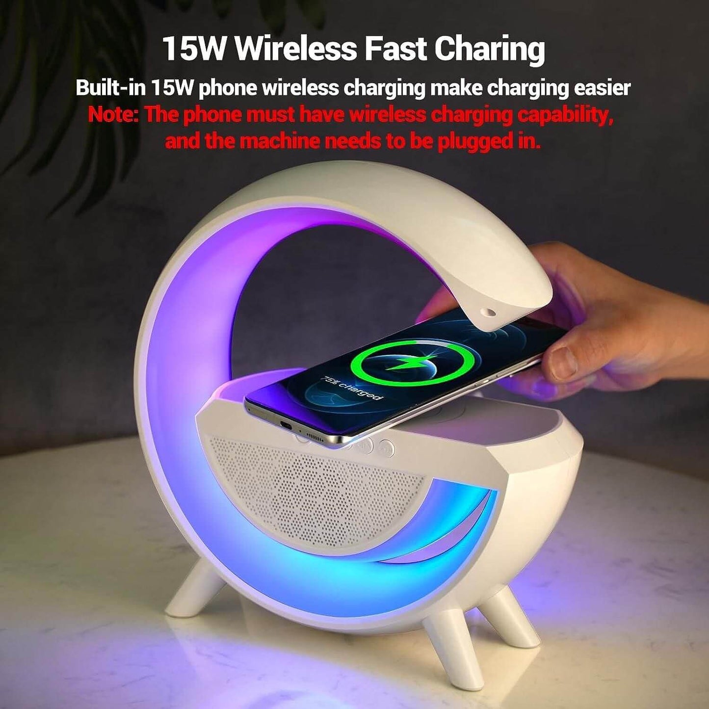 Wireless Charging Atmosphere Lamp with Bluetooth Speaker- Brand Kiosk Store