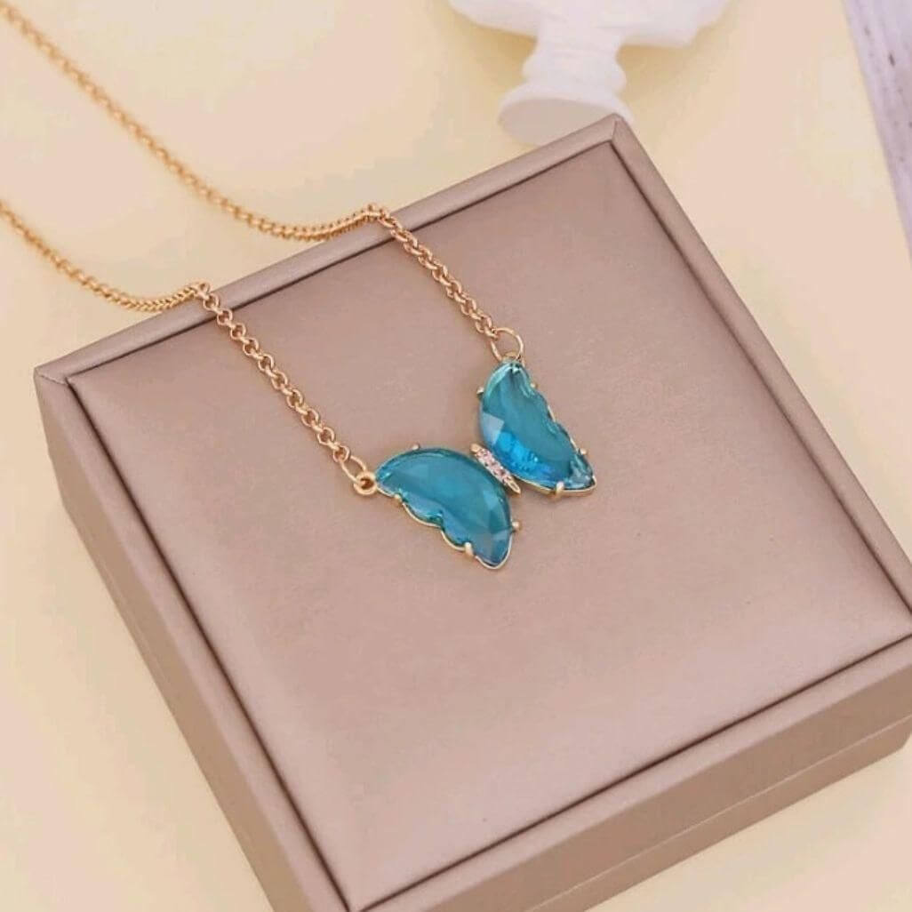 AVR Jewels pretty blue crystal butterfly pendant necklace for women and Girls- Brand Kiosk Store