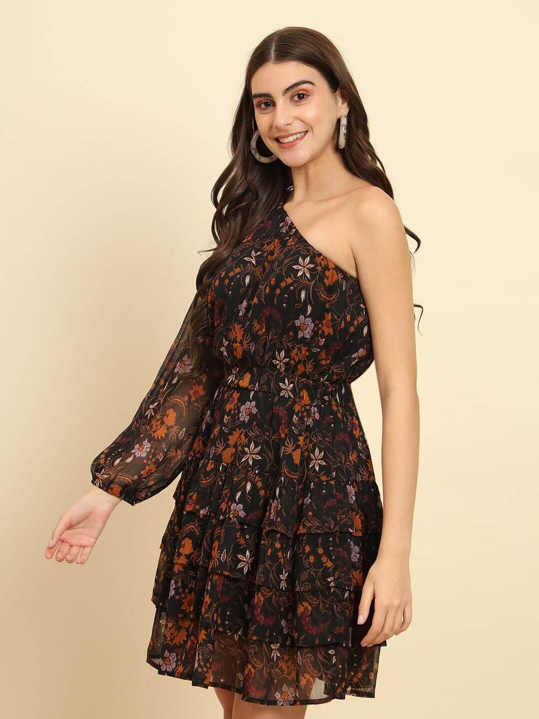 TRENDARREST One Shoulder Printed Dress- Brand Kiosk Store