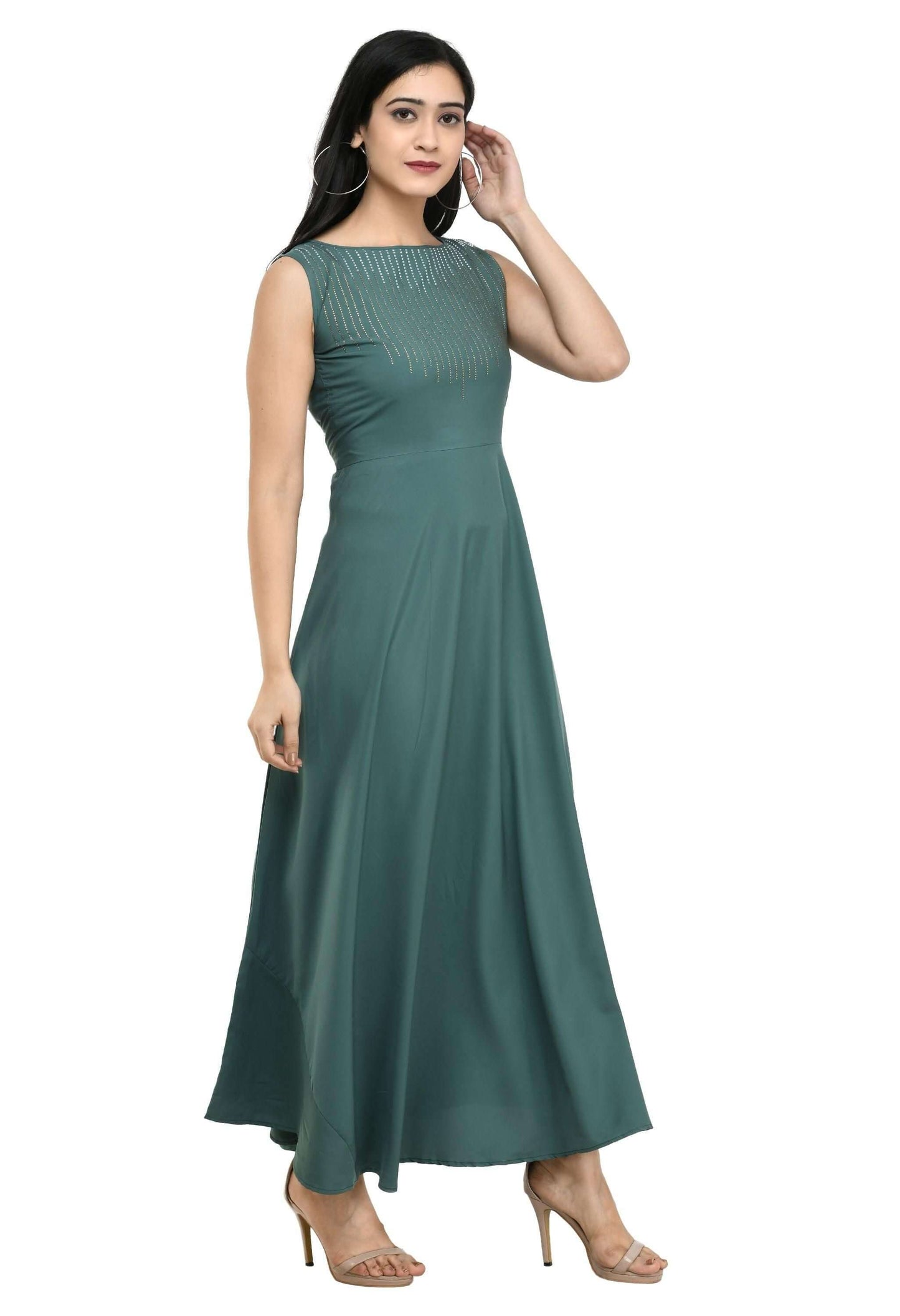 Women's Polyester Solid Maxi Dress- Brand Kiosk Store