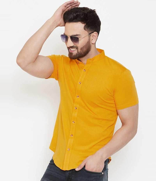 Cotton Blend Solid Half Sleeves Casual Shirt- Brand Kiosk Store