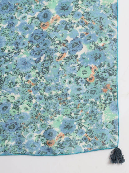 TRENDARREST Green Floral Printed Scarf- Brand Kiosk Store