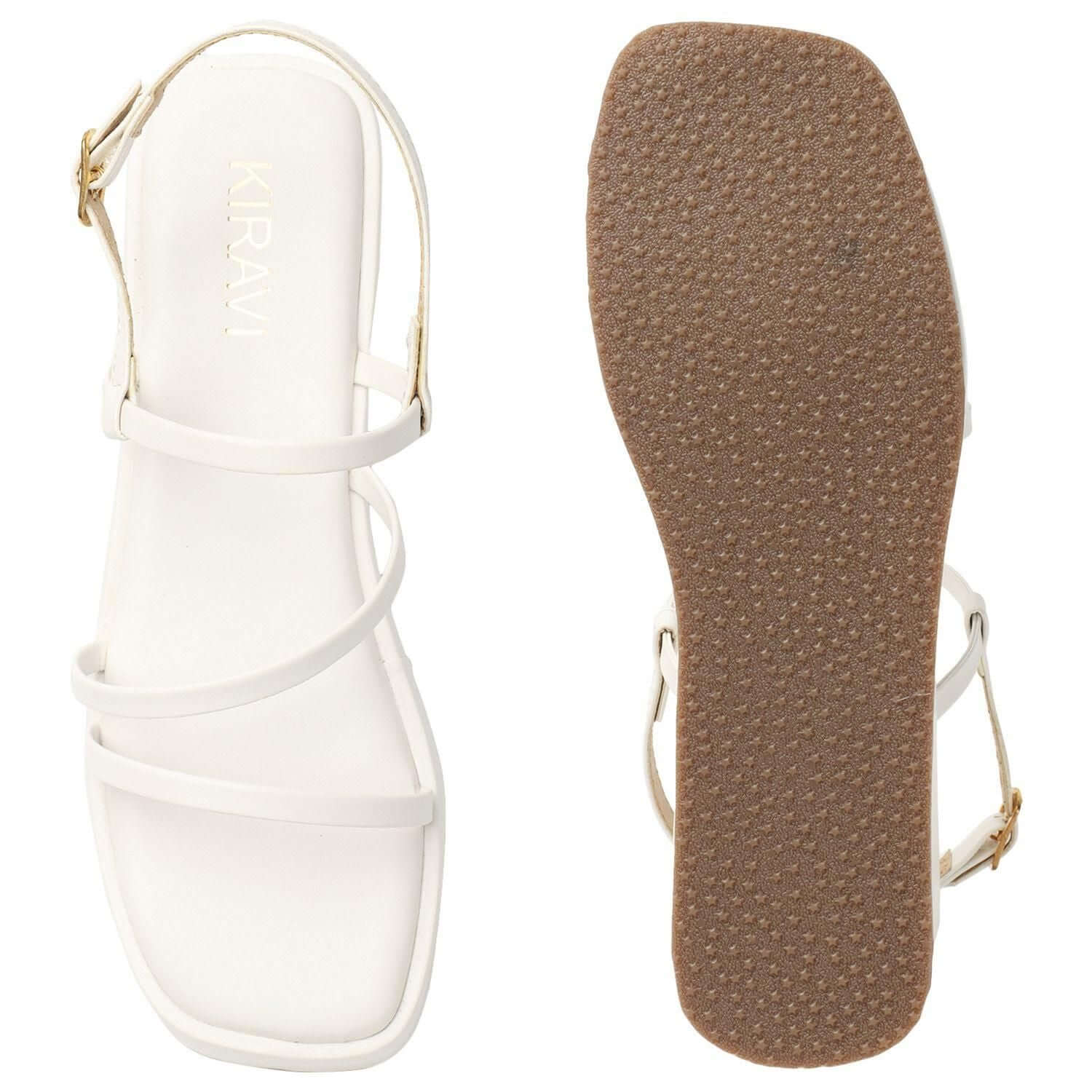 Kiravi Multi Strap White Wedges- Brand Kiosk Store