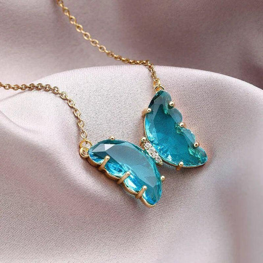 AVR Jewels pretty blue crystal butterfly pendant necklace for women and Girls- Brand Kiosk Store