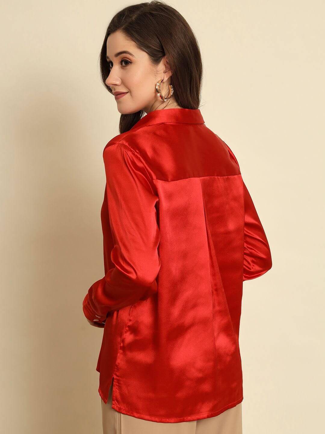 TRENDARREST Red Satin Shirt- Brand Kiosk Store