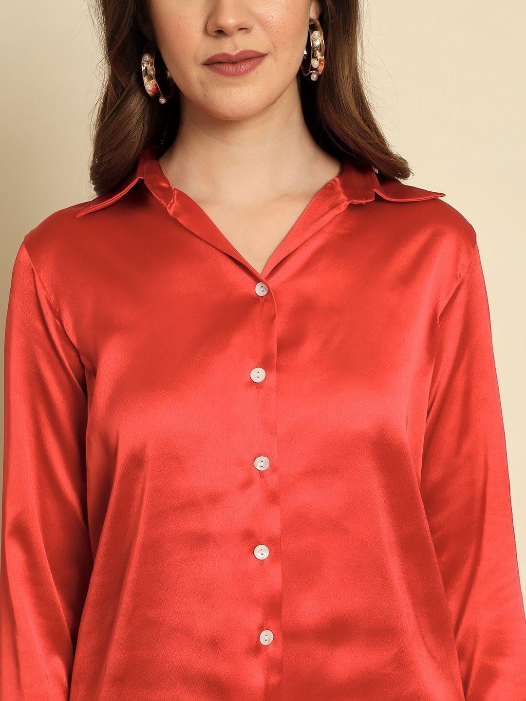 TRENDARREST Red Satin Shirt- Brand Kiosk Store