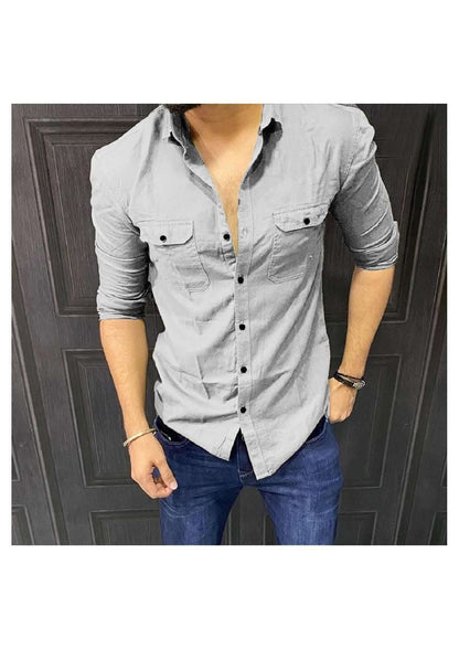 Cotton Solid Full Sleeves Mens Casual Shirt- Brand Kiosk Store