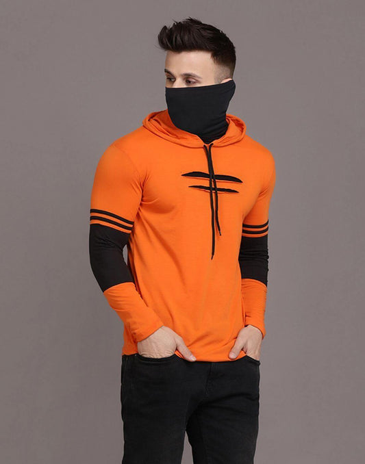 Denzolee Colorblocked Men's Hooded T-Shirt With Mask- Brand Kiosk Store