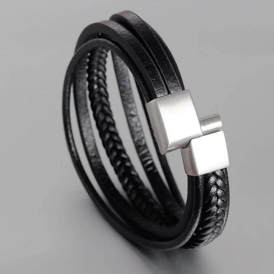 Multi strand Leather Bracelet having metal Clasp- Brand Kiosk Store