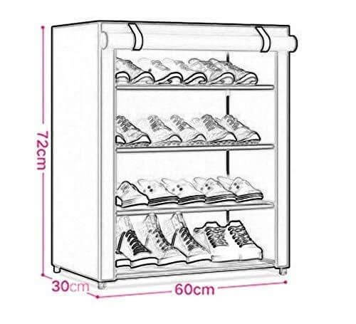 Shoe Rack Stand- 4 Layer Steel Tube And Plastic Dustproof & Damp-proof Portable Collapsible Shoe Rack Stand(6 Shelves)- Brand Kiosk Store