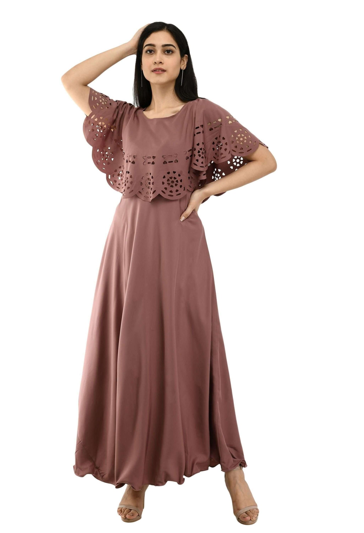 Women's Polyester Solid Maxi Dress- Brand Kiosk Store