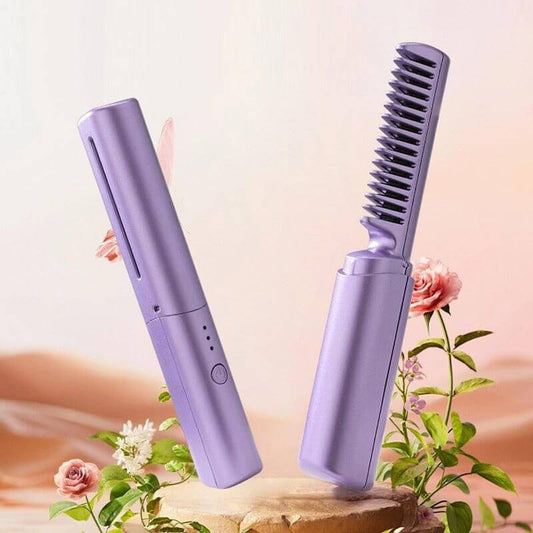 Meneflix Portable Mini Hair Straightener Cordless Rechargeable Mini Adjustable Hair Straightener Hot Comb- Brand Kiosk Store