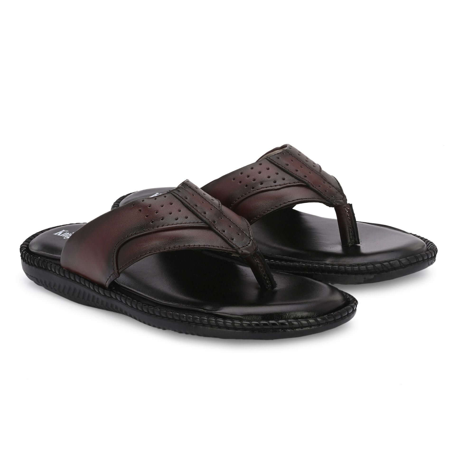 Branded leather online slippers