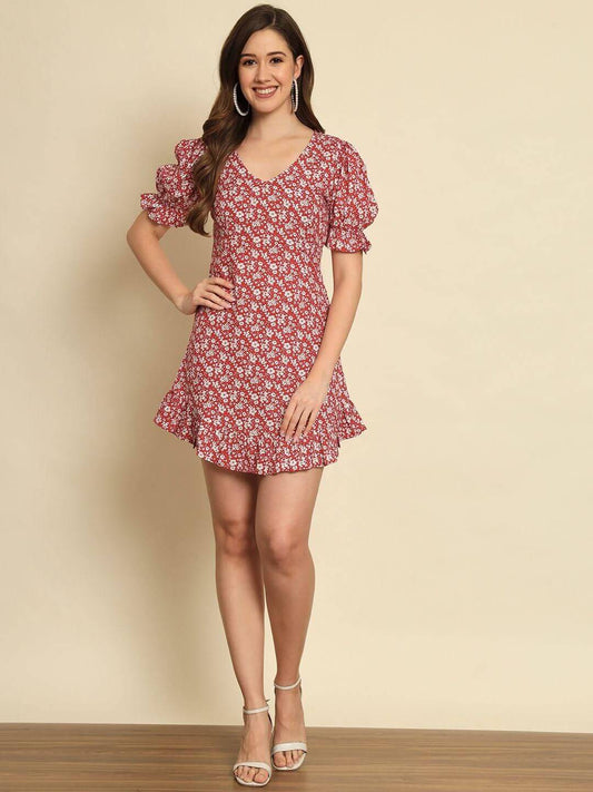 TRENDARREST Floral Printed Frill Dress- Brand Kiosk Store