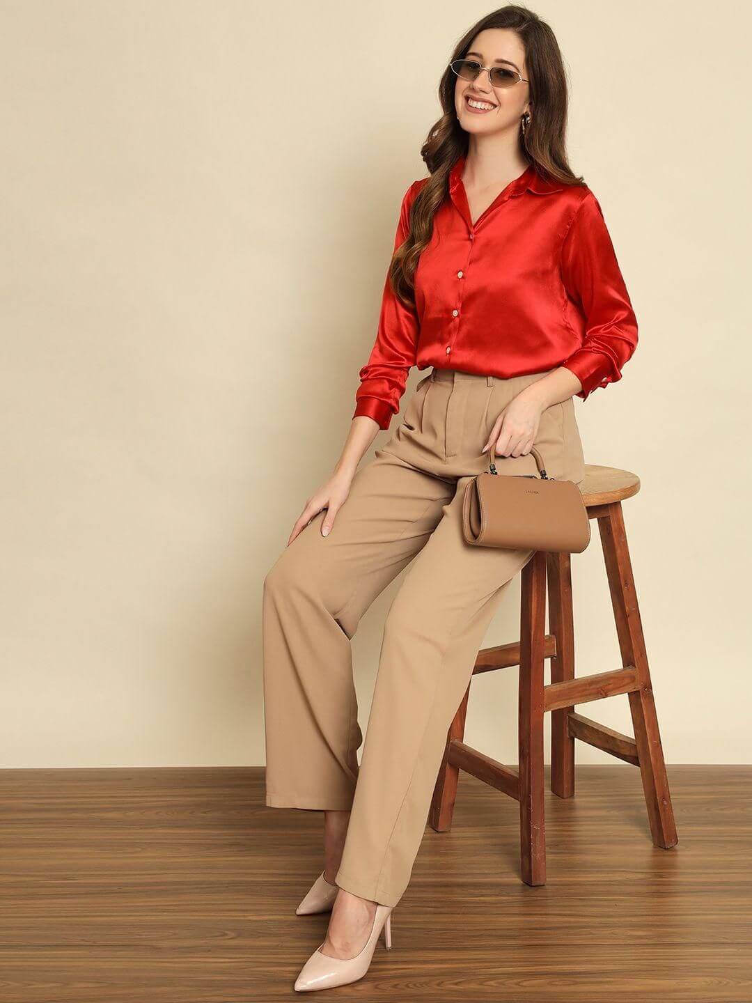 TRENDARREST Red Satin Shirt- Brand Kiosk Store