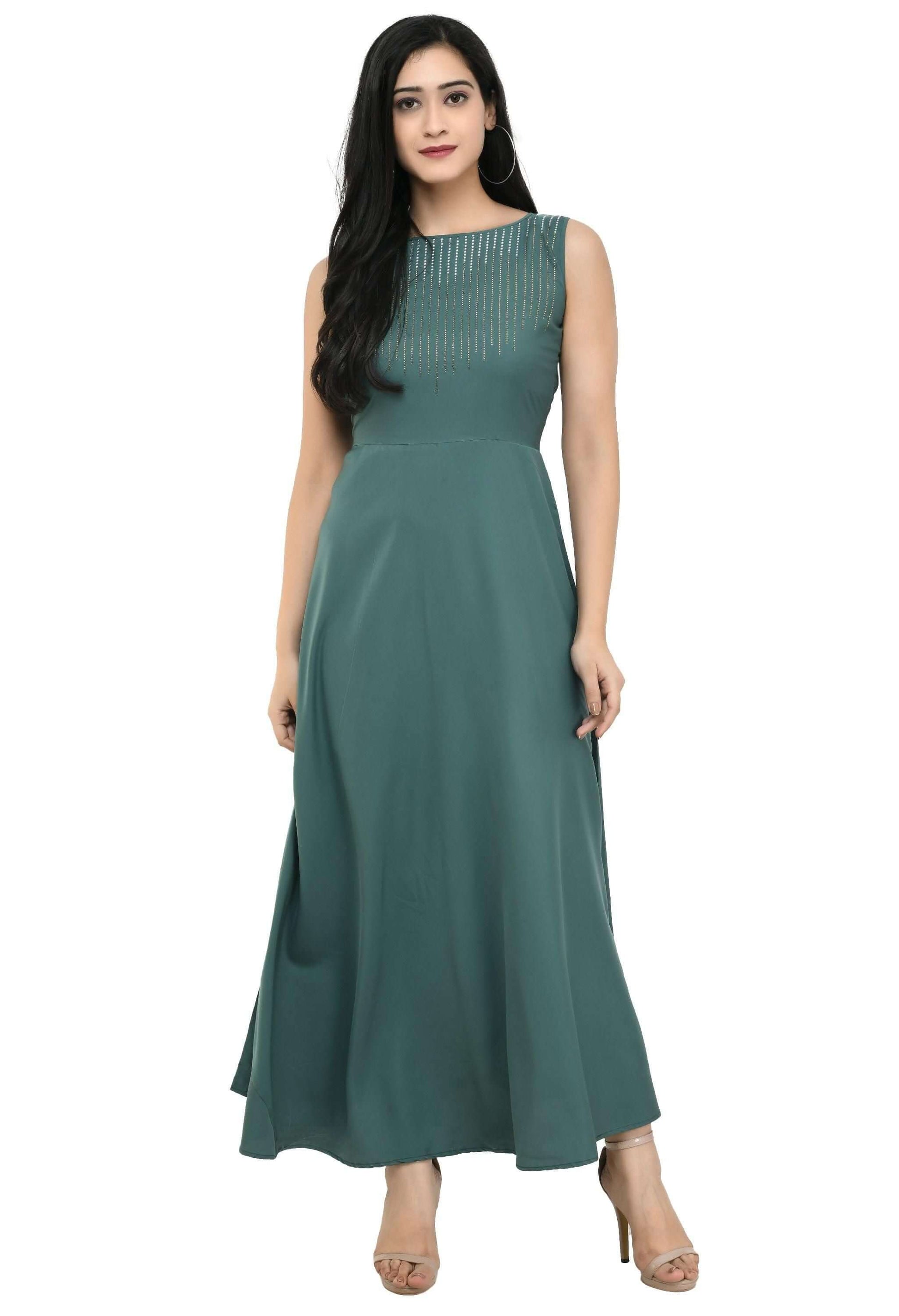 Women's Polyester Solid Maxi Dress- Brand Kiosk Store